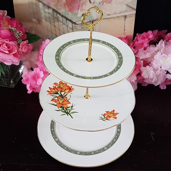 3 Tier Bone China Cake Stand Cupcake Dessert  High Tea Party Tray Christmas Gift - Picture 1 of 11